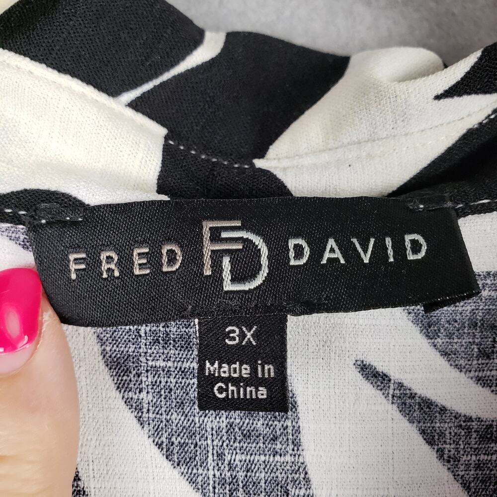 Fred David 3x Asymmetrical Button Up White Black … - image 5